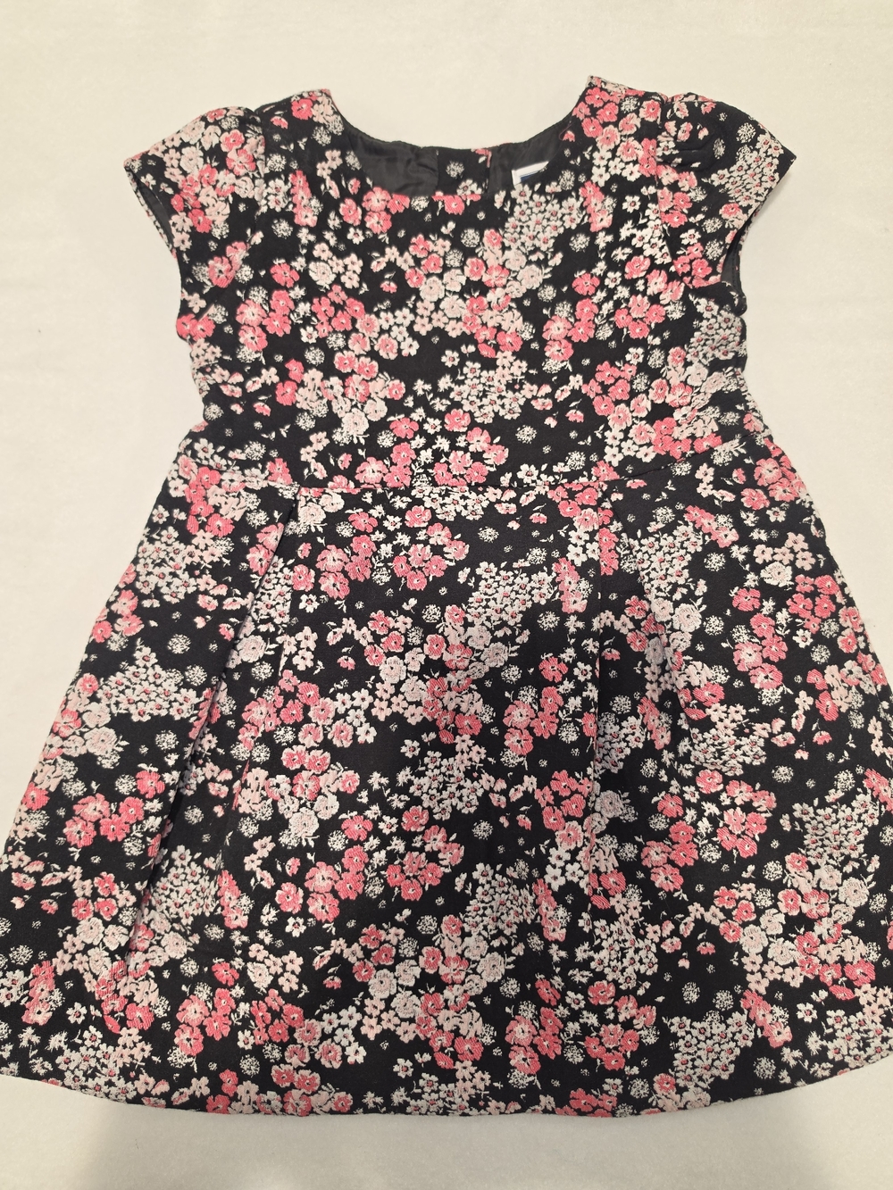 Janie and Jack Black Dress with Pink and White Floral Print 2T